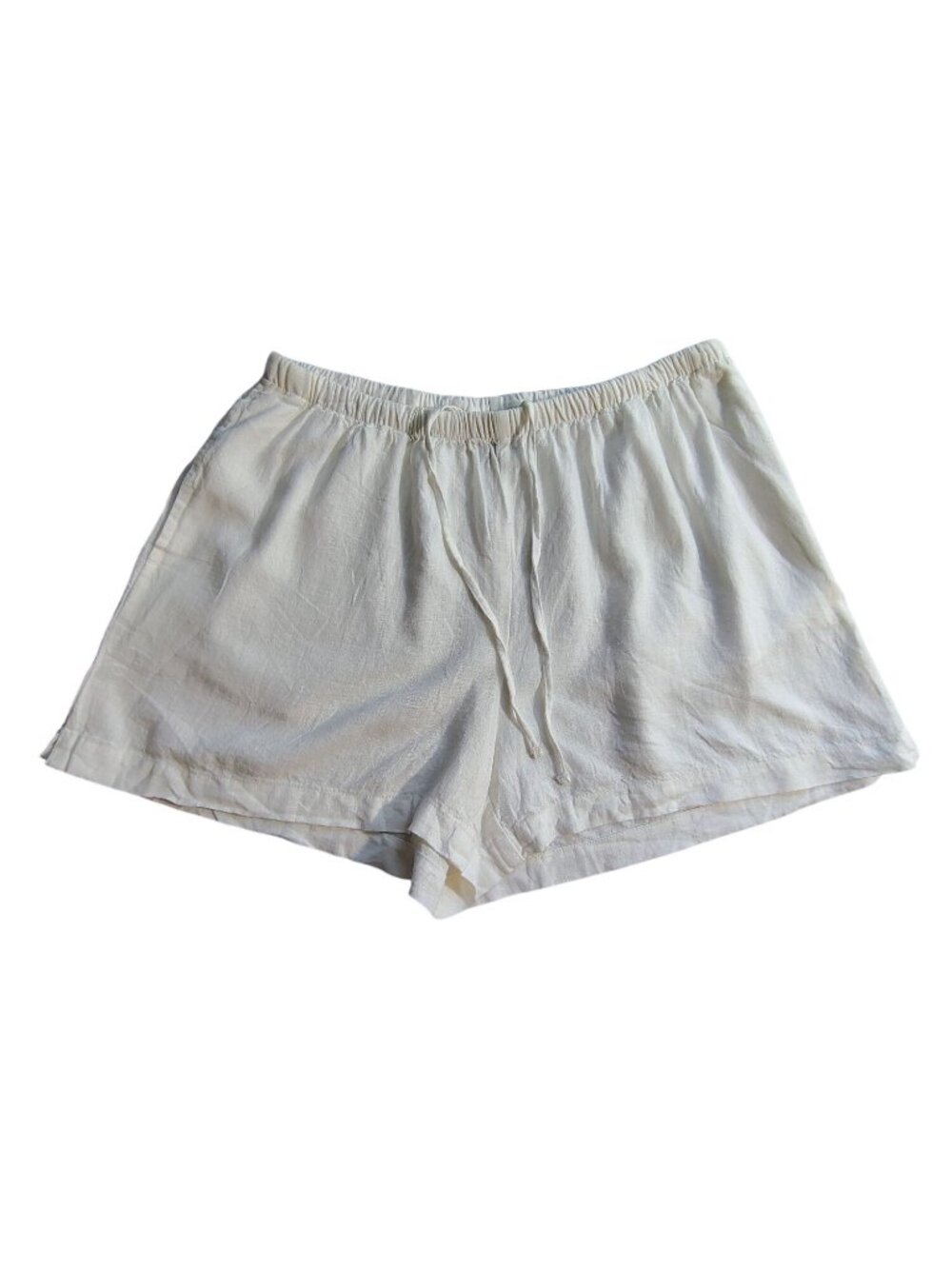 A New Day Womens White Linen Rayon Blend Elastic Waist Casual Shorts Size M